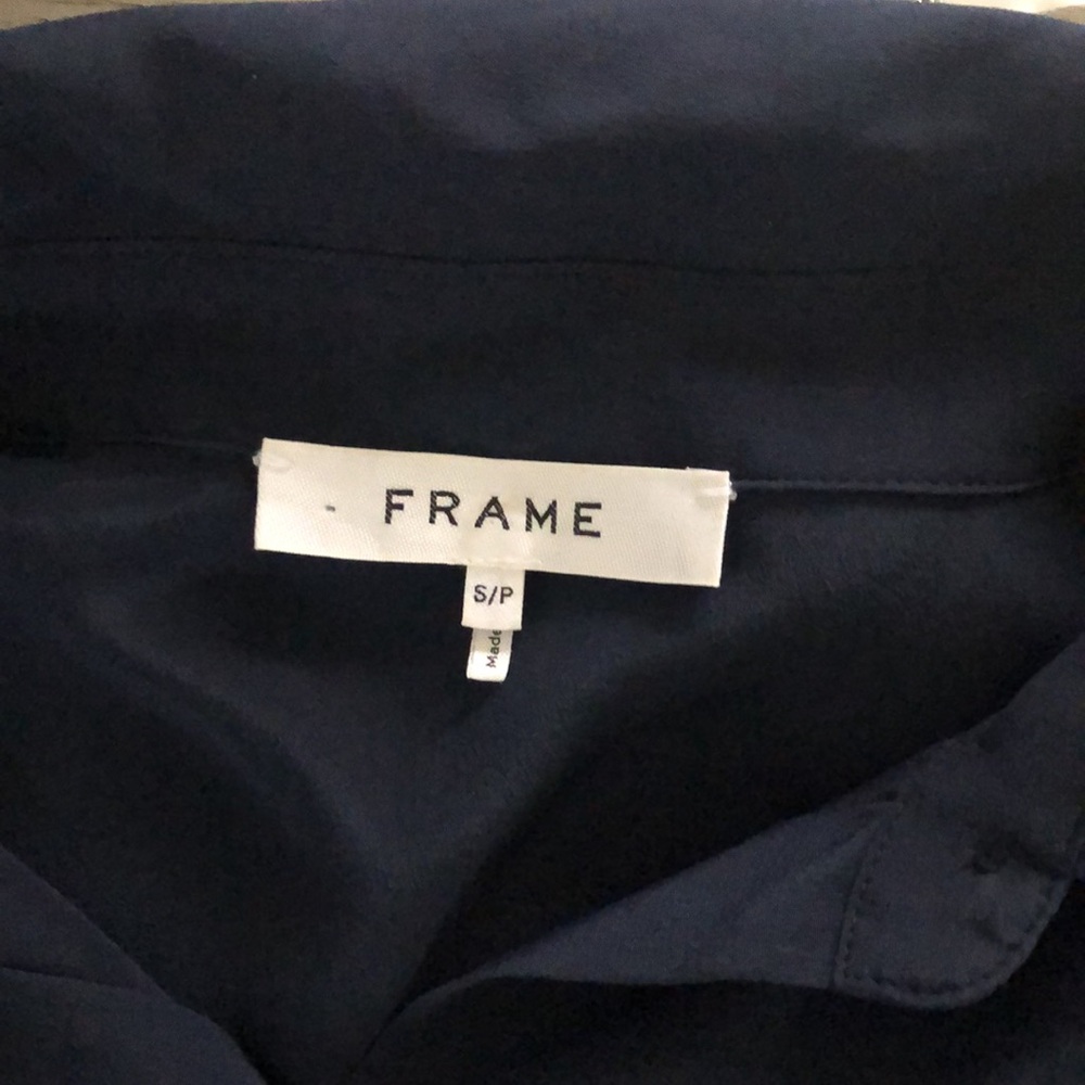 FRAME Navy Blue Silk top Size S - Picture 6 of 8
